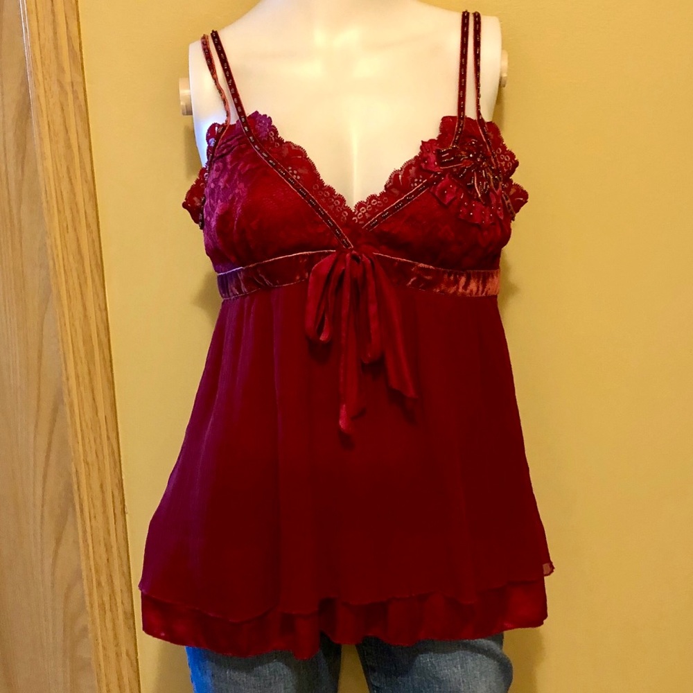 Bebe laced and beaded top